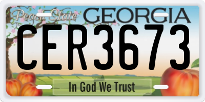 GA license plate CER3673