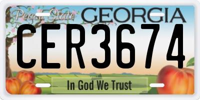 GA license plate CER3674