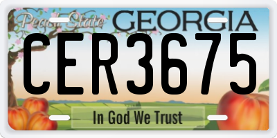 GA license plate CER3675