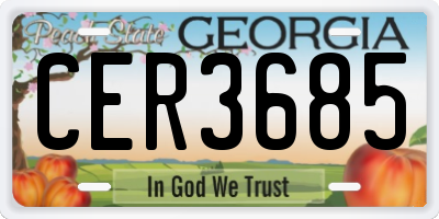 GA license plate CER3685