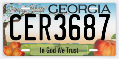 GA license plate CER3687