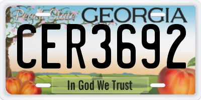 GA license plate CER3692
