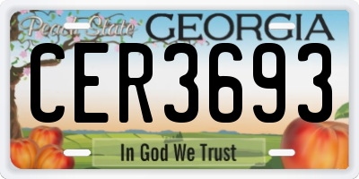 GA license plate CER3693