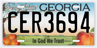 GA license plate CER3694