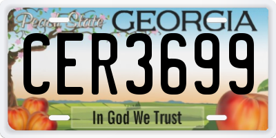 GA license plate CER3699