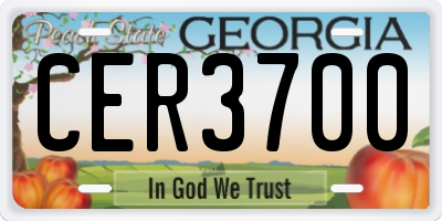 GA license plate CER3700