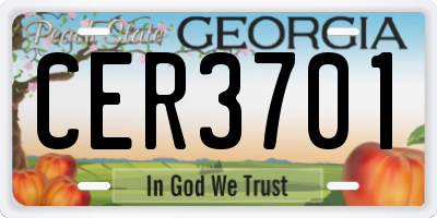 GA license plate CER3701