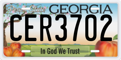 GA license plate CER3702