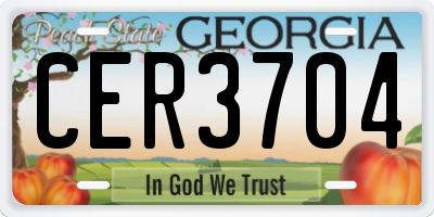 GA license plate CER3704