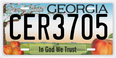 GA license plate CER3705