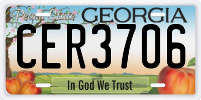 GA license plate CER3706