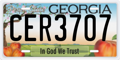 GA license plate CER3707