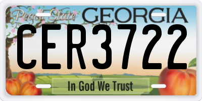 GA license plate CER3722