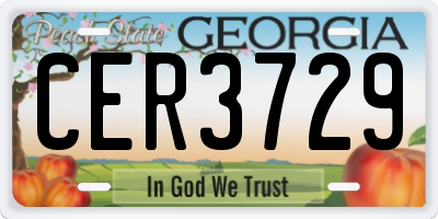 GA license plate CER3729
