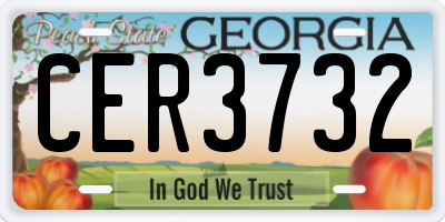 GA license plate CER3732