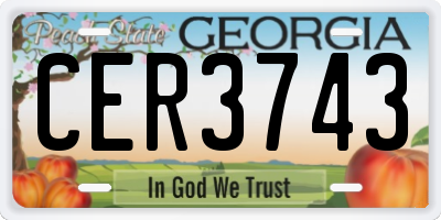 GA license plate CER3743