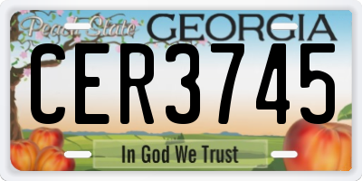 GA license plate CER3745