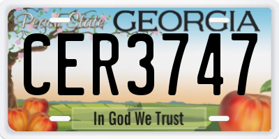 GA license plate CER3747
