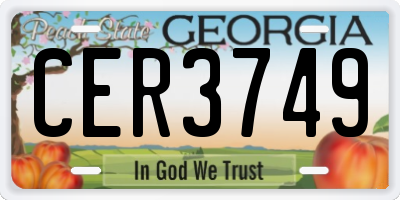 GA license plate CER3749