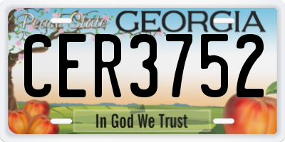 GA license plate CER3752