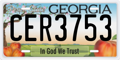 GA license plate CER3753