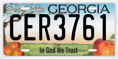 GA license plate CER3761