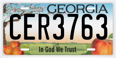 GA license plate CER3763