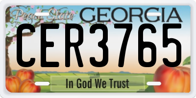 GA license plate CER3765