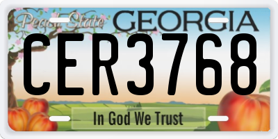 GA license plate CER3768