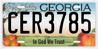 GA license plate CER3785