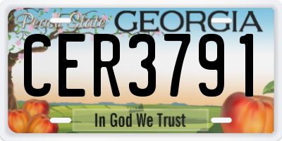 GA license plate CER3791