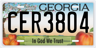 GA license plate CER3804