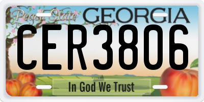 GA license plate CER3806