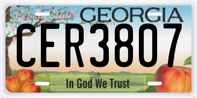 GA license plate CER3807