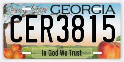 GA license plate CER3815