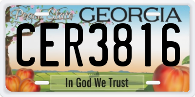 GA license plate CER3816