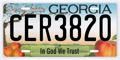 GA license plate CER3820
