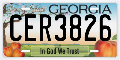 GA license plate CER3826
