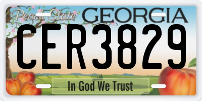 GA license plate CER3829