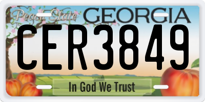 GA license plate CER3849