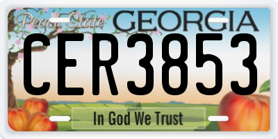 GA license plate CER3853