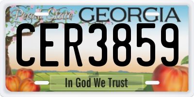GA license plate CER3859