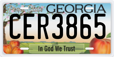GA license plate CER3865