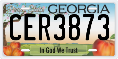 GA license plate CER3873