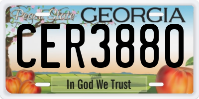 GA license plate CER3880