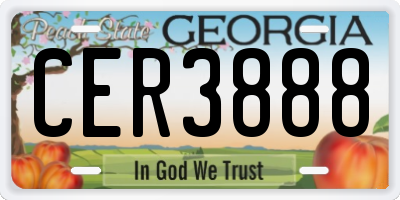 GA license plate CER3888