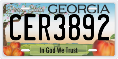 GA license plate CER3892