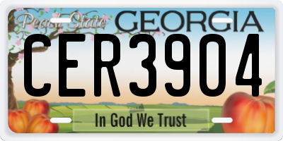 GA license plate CER3904