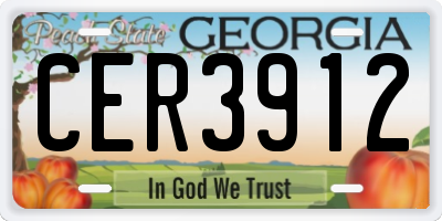 GA license plate CER3912