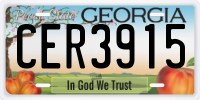 GA license plate CER3915